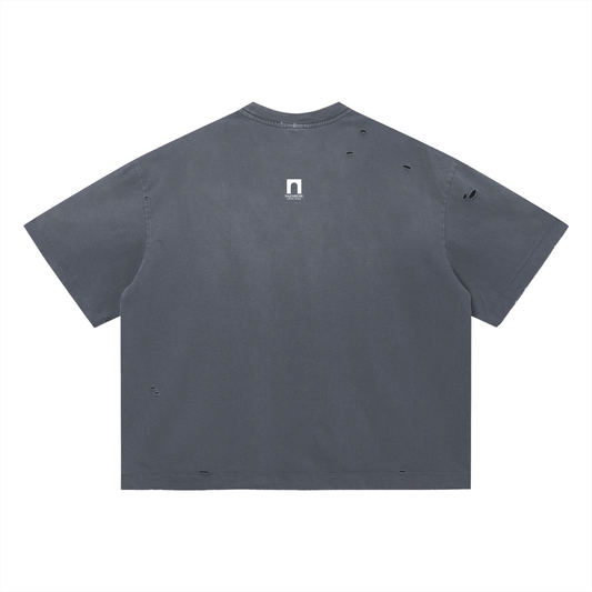 'Sheep' Distressed Boxy Oversized T-Shirt