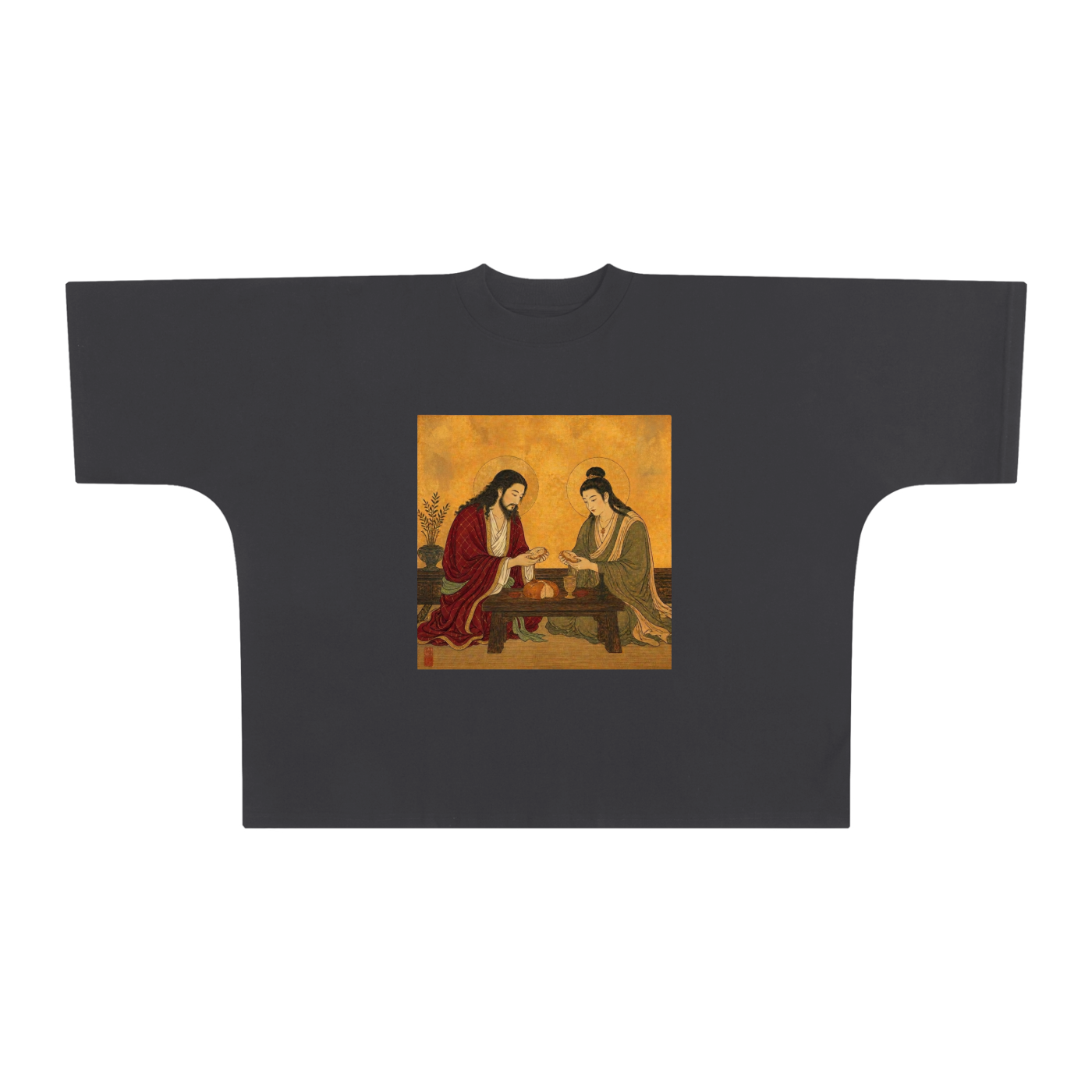 'Two Figures at a Table' Oversized One-Piece T-Shirt