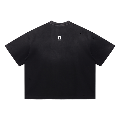 'Sheep' Distressed Boxy Oversized T-Shirt
