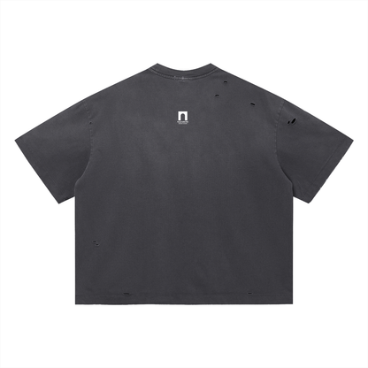 'Sheep' Distressed Boxy Oversized T-Shirt